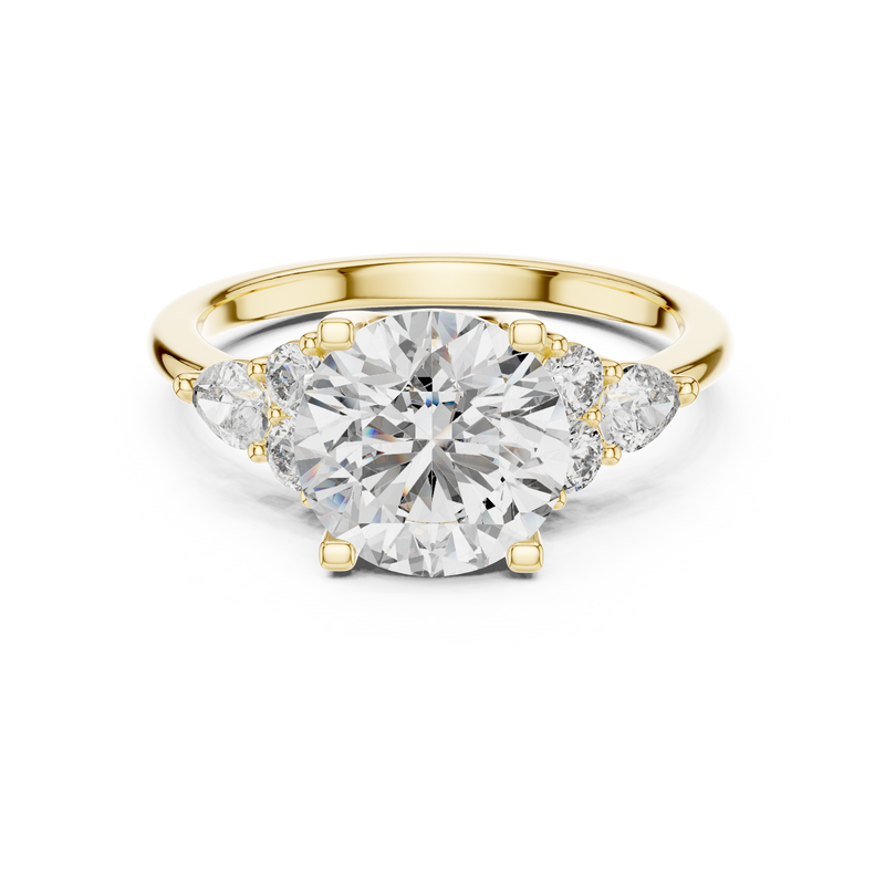 Blue Diamond Halo Accent Solitaire Ring