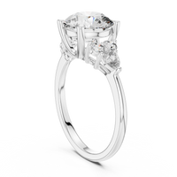Blue Diamond Halo Accent Solitaire Ring