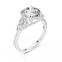 Blue Diamond Halo Accent Solitaire Ring