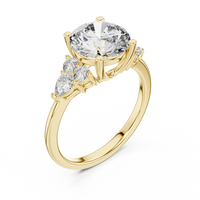 Blue Diamond Halo Accent Solitaire Ring