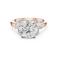 Blue Diamond Solitaire Ring with Marquise Accents