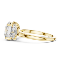 Blue Diamond Solitaire Ring with Marquise Accents