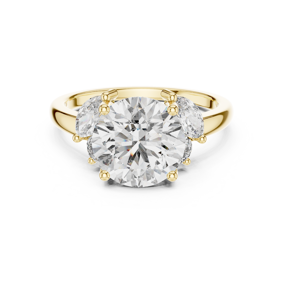 Blue Diamond Solitaire Ring with Marquise Accents