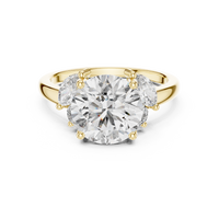 Blue Diamond Solitaire Ring with Marquise Accents