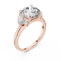 Blue Diamond Solitaire Ring with Marquise Accents
