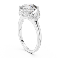 Blue Diamond Solitaire Ring with Marquise Accents