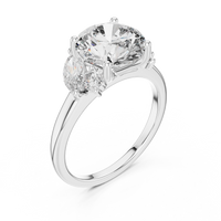 Blue Diamond Solitaire Ring with Marquise Accents