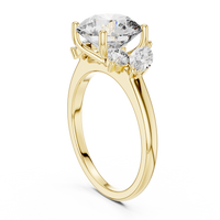 Blue Diamond Solitaire Ring with Marquise Accents