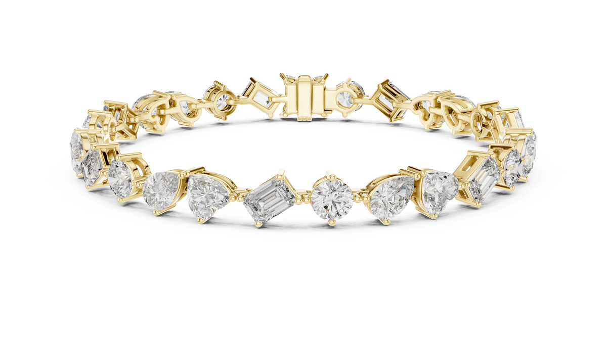 Multi-Shape Diamond Collet-Set Bracelet