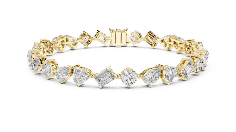 Multi-Shape Diamond Collet-Set Bracelet