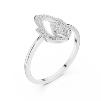 Pear-Shaped Halo Diamond Ring with Pavé Accents