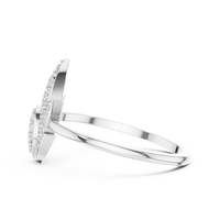Pear-Shaped Halo Diamond Ring with Pavé Accents