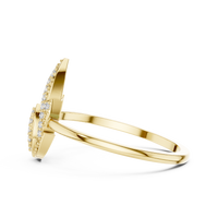 Pear-Shaped Halo Diamond Ring with Pavé Accents