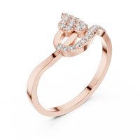 Elegant Leaf-Shaped Diamond Pavé Ring