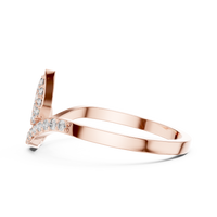 Elegant Leaf-Shaped Diamond Pavé Ring