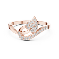Elegant Leaf-Shaped Diamond Pavé Ring