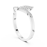Elegant Leaf-Shaped Diamond Pavé Ring