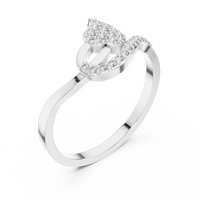 Elegant Leaf-Shaped Diamond Pavé Ring