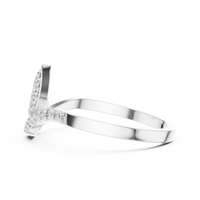 Elegant Leaf-Shaped Diamond Pavé Ring