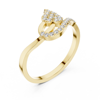 Elegant Leaf-Shaped Diamond Pavé Ring
