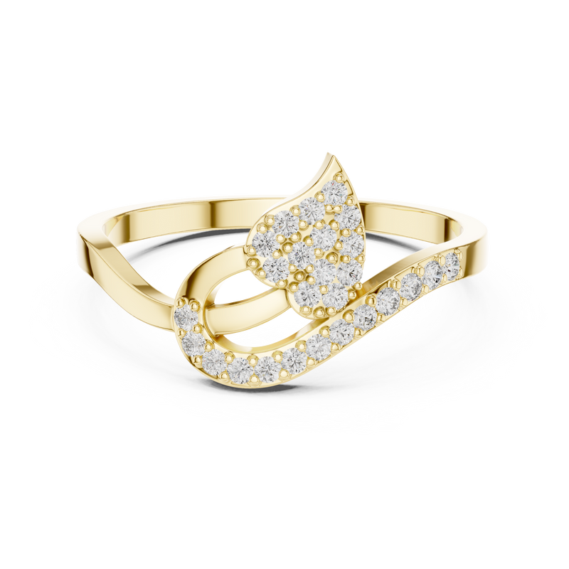 Elegant Leaf-Shaped Diamond Pavé Ring