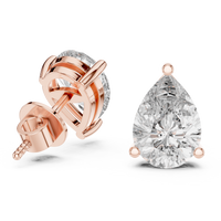 Pear Brilliant Solitaire Diamond Stud Earrings