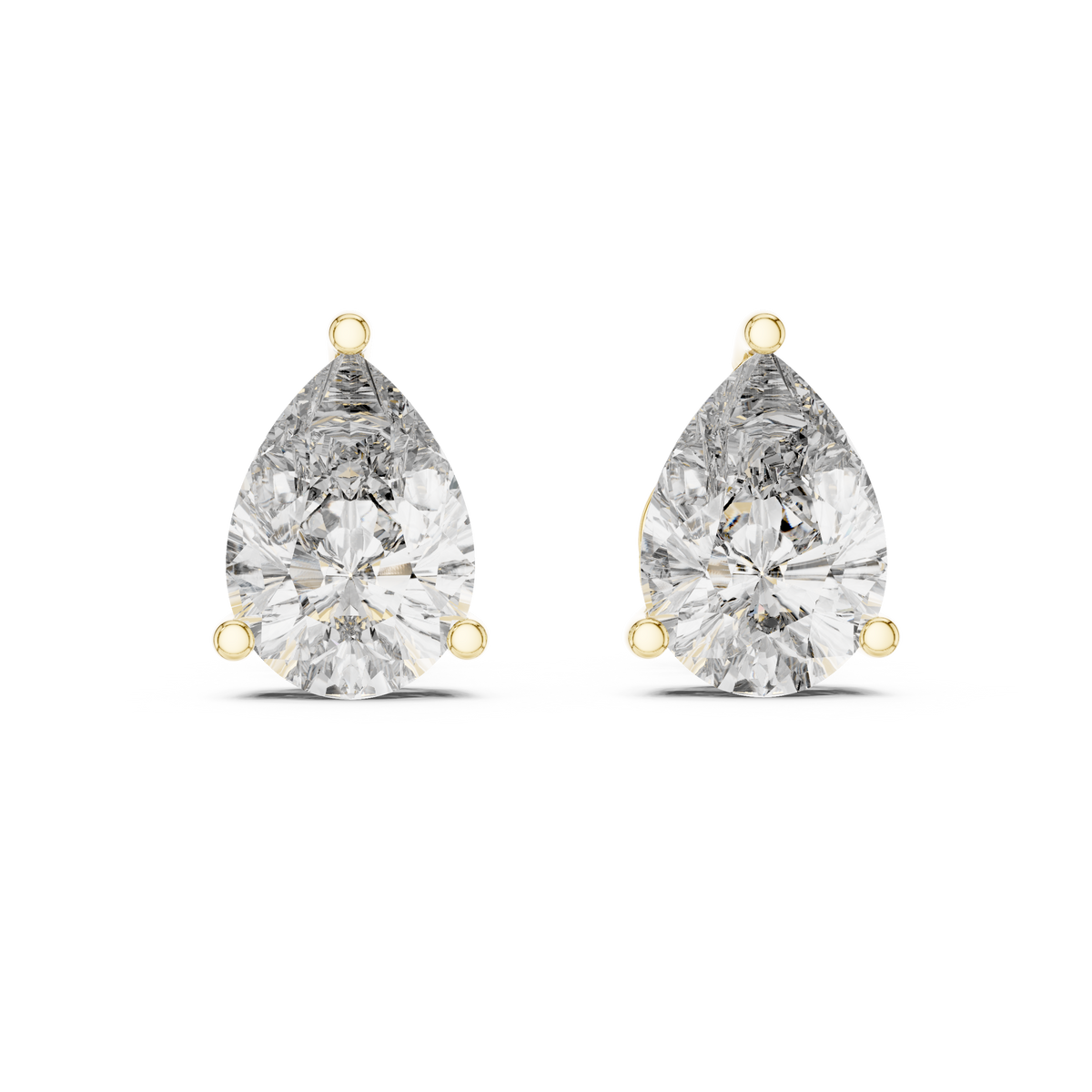 Pear Brilliant Solitaire Diamond Stud Earrings