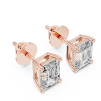 Emerald Cut Solitaire Diamond Stud Earrings