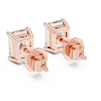 Emerald Cut Solitaire Diamond Stud Earrings