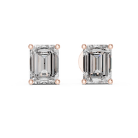 Emerald Cut Solitaire Diamond Stud Earrings
