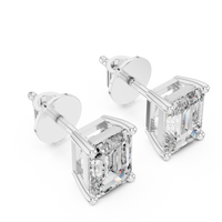 Emerald Cut Solitaire Diamond Stud Earrings