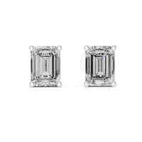 Emerald Cut Solitaire Diamond Stud Earrings