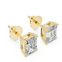 Emerald Cut Solitaire Diamond Stud Earrings