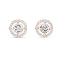 Round Halo Solitaire Diamond Stud Earrings