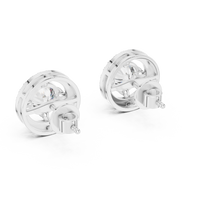 Round Halo Solitaire Diamond Stud Earrings