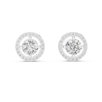 Round Halo Solitaire Diamond Stud Earrings