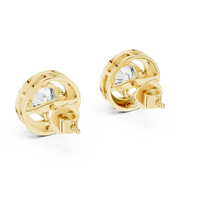 Round Halo Solitaire Diamond Stud Earrings