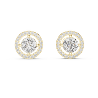 Round Halo Solitaire Diamond Stud Earrings