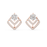 Round Brilliant Halo Drop Diamond Stud Earrings