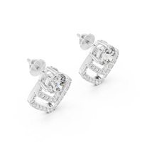 Round Brilliant Halo Drop Diamond Stud Earrings