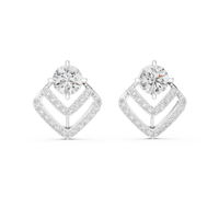 Round Brilliant Halo Drop Diamond Stud Earrings