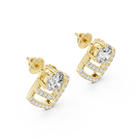Round Brilliant Halo Drop Diamond Stud Earrings