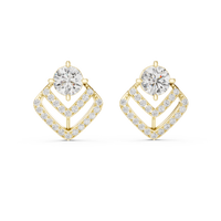 Round Brilliant Halo Drop Diamond Stud Earrings