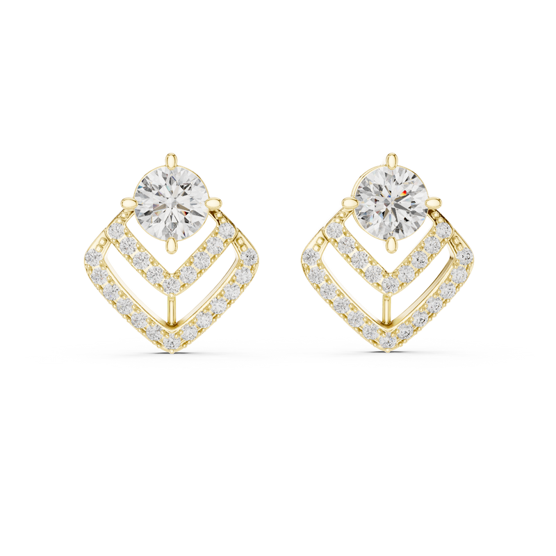 Round Brilliant Halo Drop Diamond Stud Earrings