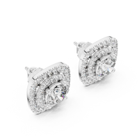 Pear Halo Diamond Stud Earrings