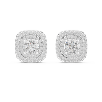 Pear Halo Diamond Stud Earrings