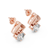 Classic Round Diamond Drop Stud Earrings