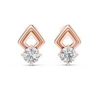Classic Round Diamond Drop Stud Earrings
