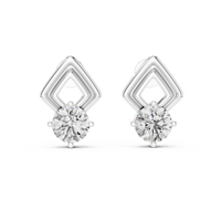 Classic Round Diamond Drop Stud Earrings