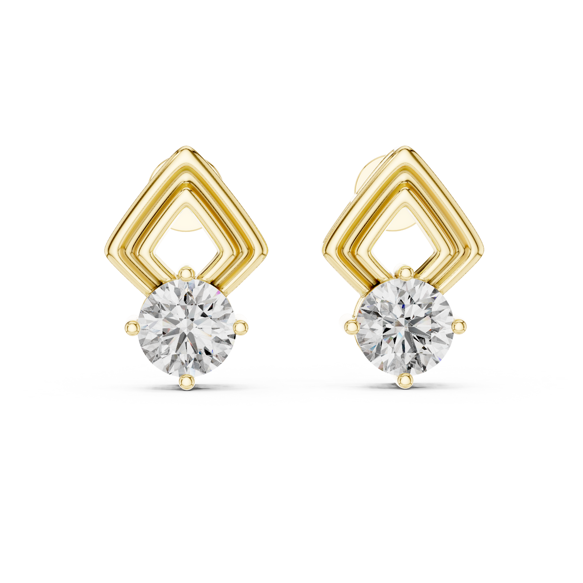 Classic Round Diamond Drop Stud Earrings